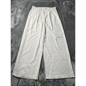 Elleven Pants Women Size Large Elastic Waist Dress Trousers Wide Leg Baggy